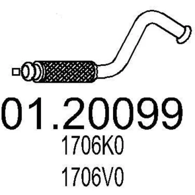 Bilde av MTS 01.20099 Eksosrør 560 foran for midtre eksospotte