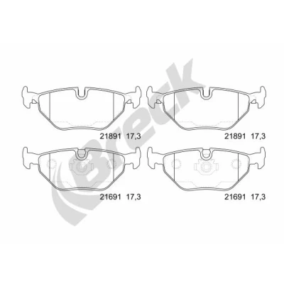 Bilde av BRECK 21691 00 702 Bremseklosser klargjort for slitasjeindikator BMW: 5 Touring, Sedan