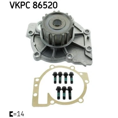 Bilde av SKF VKPC 86520 Vannpumpe 14 med tetning stålplate for tannremdrift