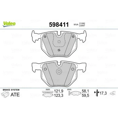 Bilde av VALEO 598411 Bremseklosser bakaksel ekskl. slitasjevarselkontakt med antihyle blikk BMW: X5, X6, 7