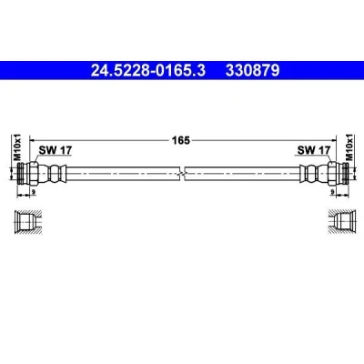 Bilde av ATE 24.5228 0165.3 Bremseslange 165 FIAT: Panda II Hatchback, 500 Hatchback