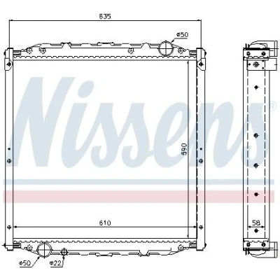 Bilde av NISSENS 62877A Radiator Aluminium 590 610 58 med ramme Kjøleribber loddet
