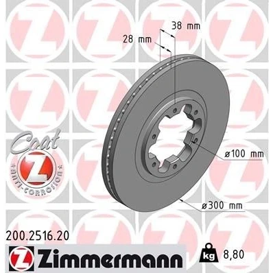 Bilde av ZIMMERMANN COAT Z 200.2516.20 Bremseskiver 300 28 6/6 6 124 innvendig ventilert belagt NISSAN: TERRANO 2