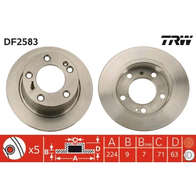 Bilde av TRW DF2583 Bremseskiver 224 9 5 108 fullt ut spraylakkert CITROËN: XM II Stasjonsvogn