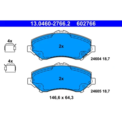 Bilde av ATE 13.0460 2766.2 Bremseklosser med akustisk slitasjevarsel tilbehør JEEP: WRANGLER 3, FIAT: Freemont, CHRYSLER: GRAND 5OYAGER 5