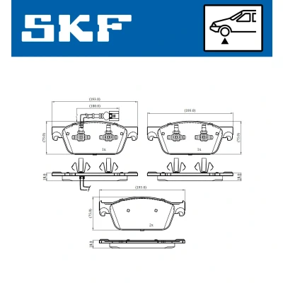 Bilde av SKF VKBP 80445 E Bremseklosser inkl. slitasjevarselkontakt