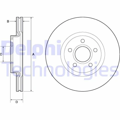 Bilde av DELPHI BG4676C Bremseskiver 300 25 5 ventilert belagt ubehandlet uten hjullager, ABS sensorring VOLVO: V40 Hatchback
