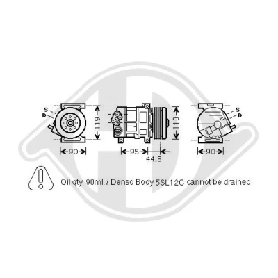 Bilde av DIEDERICHS DCK1217 Kompressor 5SL12C 12 R 134a Climate