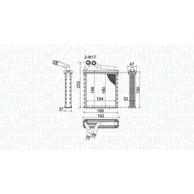 Bilde av MAGNETI MARELLI 350218442000 Varmeveksler VOLKSWAGEN: Passat B6 Variant, Tiguan I, B7 Alltrack