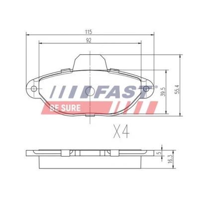 Bilde av FAST FT29005 Bremseklosser framaksel klargjort for slitasjeindikator FIAT: 500 Hatchback, Punto I Cabrio, C Cabrio