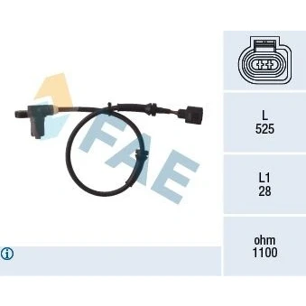 Bilde av FAE 78003 ABS Sensor framaksel induktiv 2 525 VOLKSWAGEN: Sharan I, SEAT: Alhambra I