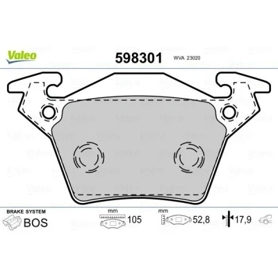 Bilde av VALEO 598301 Bremseklosser bakaksel ekskl. slitasjevarselkontakt uten antiskrike blikk MERCEDES BENZ: Vito Minibuss, V Klasse, Van