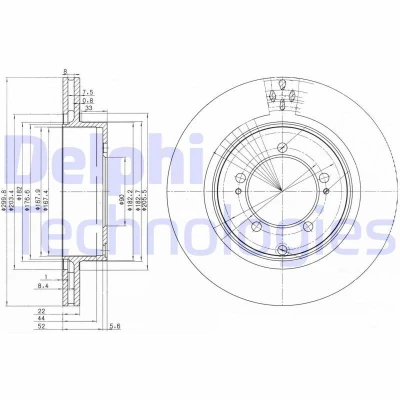 Bilde av DELPHI BG3811 Bremseskiver 300 22 5 ventilert oljet ubehandlet uten hjullager, ABS sensorring MITSUBISHI: Lancer 7 Limousine, 6 Limousine