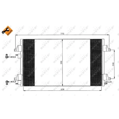 Bilde av NRF EASY FIT 35760 Kondensator med tetningsring 15,5 Aluminium 650 RENAULT: LAGUNA 2 Grandtour