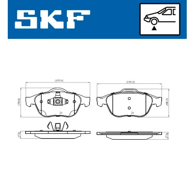 Bilde av SKF VKBP 80263 Bremseklosser ikke klargjort for slitasjeindikator RENAULT: SCENIC 2, GRAND 2