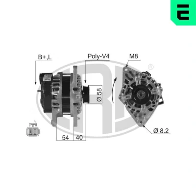Bilde av ERA 210022A Dynamo 14V 90A HYUNDAI: Tucson, Matrix, ACCENT 2, KIA: Sportage II, RIO 2