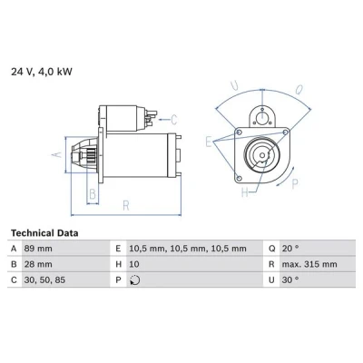 Bilde av BOSCH 0 986 023 210 Starter 24 4 10 30, 85, 50 links 89