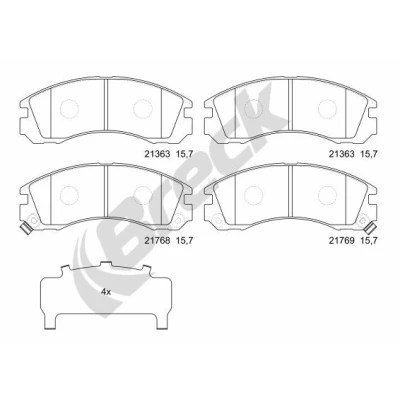 Bilde av BRECK 21363 00 701 10 Bremseklosser med akustisk slitasjevarsel MITSUBISHI: Outlander 3, 2 SUV, Lancer 8 Limousine, PEUGEOT: 4007