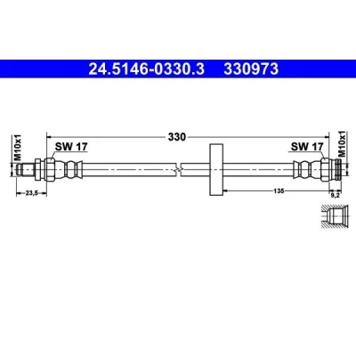 Bilde av ATE 24.5146 0330.3 Bremseslange 330 M10x1