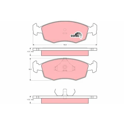 Bilde av TRW COTEC GDB371 Bremseklosser ikke klargjort for slitasjeindikator FORD: Escort 5, Sierra Mk2 Hatchback, Mk1 Hatchback