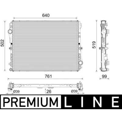 Bilde av MAHLE ORIGINAL CR 2604 000P Radiator Aluminium 640 502 26 Kjøleribber loddet MERCEDES BENZ: GLC SUV