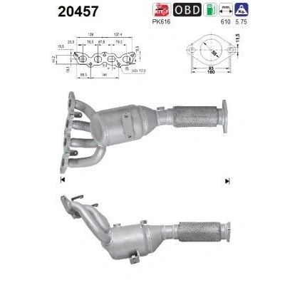 Bilde av AS 20457 Katalysator Euro5/Euro6 FORD: FIESTA 6