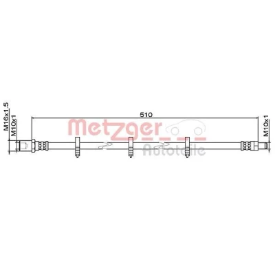 Bilde av METZGER 4111486 Bremseslange 510 M10x1 IVECO: DAILY 3 Kasten/Kombi, 4 Bus