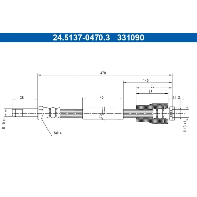 Bilde av ATE 24.5137 0470.3 Bremseslange 470 M10x1 MERCEDES BENZ: Sprinter 5 T Van, Flatvogn lastebil/Chassis, VOLKSWAGEN: Crafter 30 35 Minibuss
