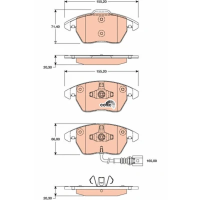Bilde av TRW COTEC GDB1807 Bremseklosser inkl. slitasjevarselkontakt VOLKSWAGEN: Caddy 3, Passat B6 Variant, GOLF 6, AUDI: A3 Sportback, A1 Sportback