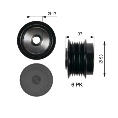 Bilde av GATES OAP7015 Frihjul Dynamo 37 FleetRunner Micro V Stretch Fit TOYOTA: RAV4 III SUV, CHRYSLER: VOYAGER 4