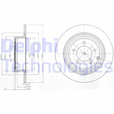 Bilde av DELPHI BG4169 Bremseskiver 302 10 5 fullt ut oljet ubehandlet uten hjullager, ABS sensorring MITSUBISHI: Outlander 2 SUV, ASX II