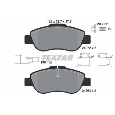 Bilde av TEXTAR 2476401 Bremseklosser med integrert slitasjevarselkontakt FIAT: 500 C Cabrio, FORD: KA Hatchback