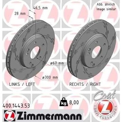 Bilde av ZIMMERMANN 400.1443.53 Bremseskiver 300 28 7/5 5 112 innvendig ventilert, med sliss belagt høy karbon MERCEDES BENZ: E Klasse Sedan, C Sedan