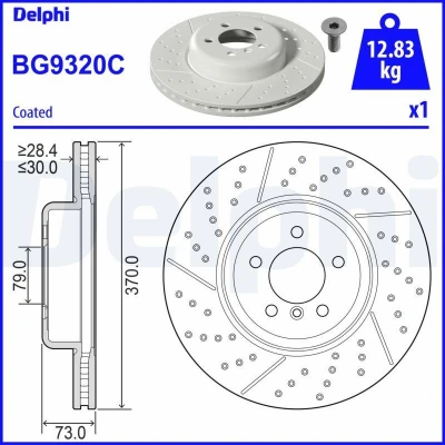 Bilde av DELPHI BG9320C Bremseskiver 370 30 5 ventilert, slisset / perforert belagt høy karbon uten hjullager, ABS sensorring BMW: 3 Sedan, 2 Coupé