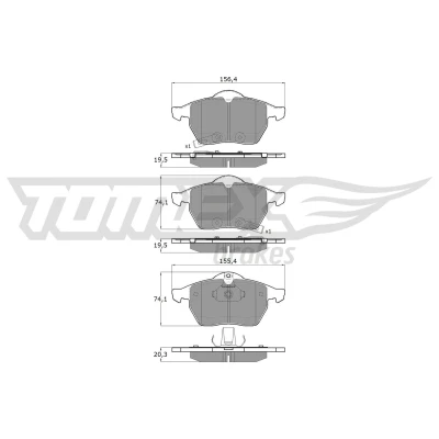 Bilde av TOMEX brakes TX 13 57 Bremseklosser framaksel med akustisk slitasjevarsel SAAB: 9 3 Hatchback, Cabrio, 900 II Hatchback