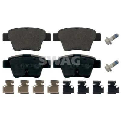 Bilde av SWAG 62 91 6813 Bremseklosser bakaksel med festemateriell PEUGEOT: 207 Hatchback, 307 Stasjonsvogn, SW, CITROËN: C4 I II Hatchback