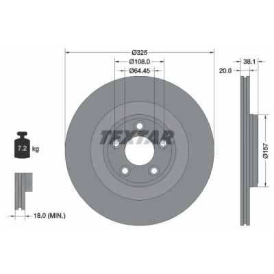 Bilde av TEXTAR Bremseskive 20mm 05/05 108mm innvendig ventilert belagt høy karbon 92319905 T2R5941 Bremseskiver, Skivebremser