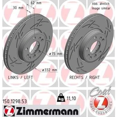 Bilde av ZIMMERMANN BLACK Z 150.1298.53 Bremseskiver 332 30 6/5 5 120 innvendig ventilert, med sliss belagt høy karbon BMW: X3, X5