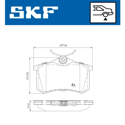 Bilde av SKF VKBP 90047 Bremseklosser ikke klargjort for slitasjeindikator PEUGEOT: 2008 Stasjonsvogn, 208 I Hatchback, CITROËN: C3 Aircross 2, DS3 Cabrio