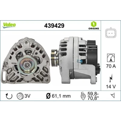 Bilde av VALEO 439429 Dynamo 14V 70A RENAULT: Kangoo I Express, CLIO 2