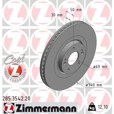 Bilde av ZIMMERMANN 285.3542.20 Bremseskiver 340 30 7/5 5 114 innvendig ventilert belagt KIA: SORENTO 3