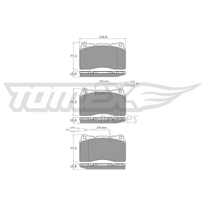 Bilde av TOMEX brakes TX 15 88 Bremseklosser framaksel inkl. slitasjevarselkontakt, med akustisk slitasjevarsel VOLVO: V70 2, S60 I, ALFA ROMEO: 159 Sportwagon