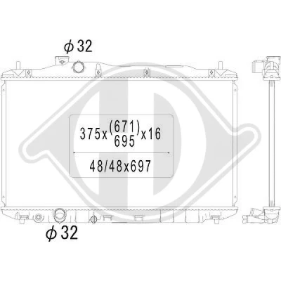 Bilde av DIEDERICHS DCM2183 Radiator 375 670 16 Climate HONDA: CIVIC 8 Hatchback
