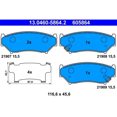 Bilde av ATE 13.0460 5864.2 Bremseklosser med akustisk slitasjevarsel antihyle blikk SUZUKI: GRAND VITARA 1 SUV, Cabriolet, Jimny SUV