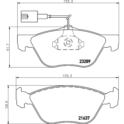 Bilde av HELLA 8DB 355 007 931 Bremseklosser med integrert slitasjevarselkontakt ALFA ROMEO: 156 Sportwagon, 147, Spider, LANCIA: Kappa Sedan