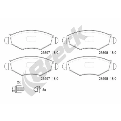 Bilde av BRECK 23597 00 702 10 Bremseklosser med tilbehør PEUGEOT: 206 Hatchback, 306 SW