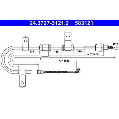 Bilde av ATE 24.3727 3121.2 Bremsekabel 1620
