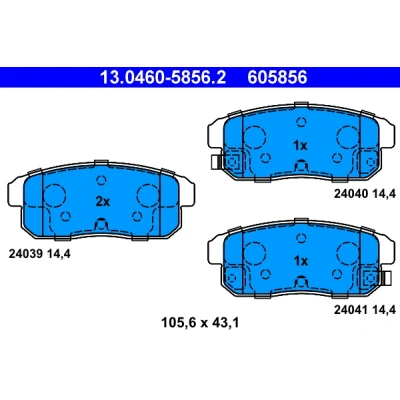 Bilde av ATE 13.0460 5856.2 Bremseklosser med akustisk slitasjevarsel SUZUKI: IGNIS I, 2, MAZDA: RX 8