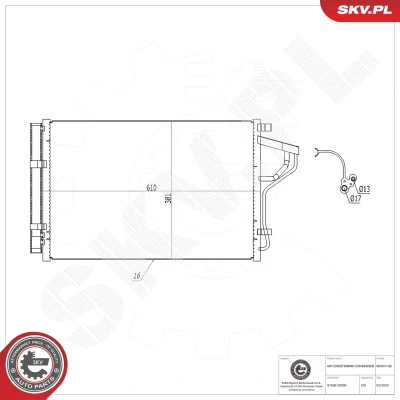 Bilde av Kondensator, klimaanlegg Esen skv 86SKV138 hyundai, kia OE 97606 3X000, 97606A6100