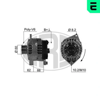 Bilde av ERA 210470A Dynamo 14V 120A FIAT: Ducato II Flatvogn lastebil/Chassis, PEUGEOT: Boxer Van, Minibuss